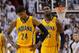 A dejected pair of Paul George and Roy Hibbert during the Indiana Pacers' 117-92 Game 6 loss to the Miami Heat on May 30.