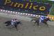 California Chrome, right, ridden by jockey Victor Espinoza, heads to the finish line ahead of Ride on Curlin, ridden by Joel Rosario, to win the 139th Preakness Stakes horse race a Saturday, May 17, 2014, at Pimlico Race Course in Baltimore. (AP Photo/Nick Wass)