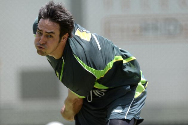 BRISBANE, AUSTRALIA - JANUARY 16: Mitchell Johnson bowls during an Australian nets session at The Gabba on January 16, 2014 in Brisbane, Australia.  (Photo by Bradley Kanaris/Getty Images)