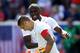 HARRISON, NJ - JUNE 01: Clint Dempsey #8 of the United States is congratulated by teammate Jozy Altidore #17 after Dempsey scored in the second half against Turkey during an international friendly match at Red Bull Arena on June 1, 2014 in Harrison, New Jersey.The United States defeated Turkey 2-1. (Photo by Elsa/Getty Images)