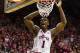 Indiana's Noah Vonleh (1) celebrates after a slam dunk in the second half of an NCAA college basketball game, Wednesday, Feb. 12, 2014, in Bloomington, Ind. Penn State won 66-65. (AP Photo/Doug McSchooler)