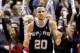 San Antonio Spurs guard Manu Ginobili, from Argentina, reacts after missing a three-point shot in the final seconds of their NBA basketball game against the Portland Trail Blazers in Portland, Ore., Thursday, Feb. 4, 2010. Ginobli scored 21 points as they lost to the Blazers 96-93. (AP Photo/Don Ryan)
