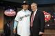 Baseball commissioner Bud Selig, right, poses with pitcher Kodi Medeiros from Waiakea High School in Hilo, Hawaii, who was selected by the Milwaukee Brewers with the 12th selection in the 2014 MLB baseball draft Thursday, June 5, 2014, in Secaucus, N.J. (AP Photo/Bill Kostroun)