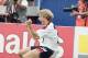 Jurgen Klinsmann celebrates scoring for Germany at the 1994 World Cup. He joined Tottenham Hotspur from Monaco later that summer.
