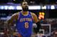 New York Knicks' Tyson Chandler in action during an NBA basketball game against the Philadelphia 76ers, Friday, March 21, 2014, in Philadelphia. (AP Photo/Matt Slocum)