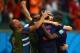 SALVADOR, BRAZIL - JUNE 13: Stefan de Vrij of the Netherlands celebrate the third goal with his team-mates during the 2014 FIFA World Cup Brazil Group B match between Spain and Netherlands at Arena Fonte Nova on June 13, 2014 in Salvador, Brazil. (Photo by Paul Gilham/Getty Images)