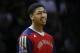 Mar 29, 2014; San Antonio, TX, USA; New Orleans Pelicans forward Anthony Davis (23) before the start of the game against the San Antonio Spurs at AT&T Center. Mandatory Credit: Soobum Im-USA TODAY Sports