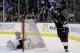 Los Angeles Kings right wing Justin Williams, right, celebrates his goal past San Jose Sharks goalie Antti Niemi during the second period in Game 4 of an NHL hockey first-round playoff series in Los Angeles, Thursday, April 24, 2014. (AP Photo/Chris Carlson)