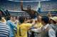 Brazil's Pele is hoisted on shoulders of his teammates after Brazil won the ninth World Cup final against Italy, 4-1, in Mexico City's Estadio Azteca, Mexico, on June 21, 1970. Pele, who scored the opening goal of the game and assisted two, wins his third winner's medal. The World Cup victory is Brazil's third win for the Jules Rimet Cup. (AP Photo)