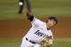 UC Irvine Andrew Morales pitches in the first inning of an NCAA college baseball tournament super regional game against Oklahoma State in Stillwater, Okla., Saturday, June 7, 2014. (AP Photo/Sue Ogrocki)