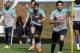 From right Portugal's Pepe, Cristiano Ronaldo, Helder Postiga and Raul Meireles practice during a training session of Portugal in Campinas, Brazil, Saturday, June 14, 2014. Portugal plays in group G of the Brazil 2014 soccer World Cup. (AP Photo/Paulo Duarte)