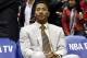Chicago Bulls guard Derrick Rose (1) sits on the bench in the first half of Game 3 of an opening-round NBA basketball playoff series against the Washington Wizards, Friday, April 25, 2014, in Washington. (AP Photo/Alex Brandon)