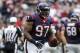 Sep 29, 2013; Houston, TX, USA; Houston Texans defensive tackle Terrell McClain (97) reacts after recovering a fumble during the second quarter against the Seattle Seahawks at Reliant Stadium. Mandatory Credit: Troy Taormina-USA TODAY Sports