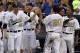 Jun 16, 2014; Omaha, NE, USA; Vanderbilt Commodores runner Bryan Reynolds (20) celebrates after scoring a run against the UC Irvine Anteaters during game six of the 2014 College World Series at TD Ameritrade Park Omaha. Vanderbilt won 6-4. Mandatory Credit: Bruce Thorson-USA TODAY Sports