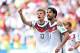June 16, 2014; Salvador, BRAZIL; Germany players Thomas Mueller (13) and Sami Khedira celebrate a goal against Portugal during Group G play during the 2014 World Cup at Arena Fonte Nova. Mandatory Credit: Tim Groothuis/Witters Sport via USA TODAY Sports