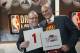 Cleveland Cavaliers general manager David Griffin, left, and minority owner Jeff Cohen celebrate after the Cavaliers won the top pick in the the NBA basketball draft lottery in New York, Tuesday, May 20, 2014. It's the third time in four years the Cavs will be atop the draft after moving up from the ninth spot. (AP Photo/Kathy Willens)