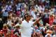 LONDON, ENGLAND - JUNE 24: Roger Federer of Switzerland celebrates after defeating his Gentlemen's Singles first round match against Paolo Lorenzi of Italy on day two of the Wimbledon Lawn Tennis Championships at the All England Lawn Tennis and Croquet Club at Wimbledon on June 24, 2014 in London, England. (Photo by Jan Kruger/Getty Images)