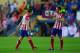MADRID, SPAIN - APRIL 09: Koke of Club Atletico de Madrid and Juanfran of Club Atletico de Madrid celebrate victory during the UEFA Champions League Quarter Final second leg match between Club Atletico de Madrid and FC Barcelona at Vicente Calderon Stadium on April 9, 2014 in Madrid, Spain. (Photo by Gonzalo Arroyo Moreno/Getty Images)