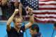 Jun 26, 2014; Recife, BRAZIL; United States manager Jurgen Klinsmann celebrates after finding out they had advanced past the group stage after their 1-0 loss to Germany at Arena Pernambuco. Mandatory Credit: Winslow Townson-USA TODAY Sports