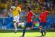 BELO HORIZONTE, BRAZIL - JUNE 28: Hulk of Brazil handles the ball before scoring a goal that was disallowed during the 2014 FIFA World Cup Brazil round of 16 match between Brazil and Chile at Estadio Mineirao on June 28, 2014 in Belo Horizonte, Brazil. (Photo by Paul Gilham/Getty Images)