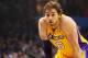 Jan 24, 2014; Orlando, FL, USA; Los Angeles Lakers center Pau Gasol (16) against the Orlando Magic during the first quarter at Amway Center. Mandatory Credit: Kim Klement-USA TODAY Sports