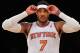 NEW YORK, NY - DECEMBER 16: Carmelo Anthony #7 of the New York Knicks looks on during the second half against the Washington Wizards at Madison Square Garden on December 16, 2013 in New York City. NOTE TO USER: User expressly acknowledges and agrees that, by downloading and/or using this photograph, user is consenting to the terms and conditions of the Getty Images License Agreement. The Wizards defeat the Knicks 102-101. (Photo by Maddie Meyer/Getty Images)