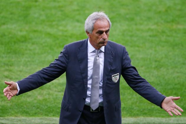 PORTO ALEGRE, BRAZIL - JUNE 30: Head coach Vahid Halilhodzic of Algeria gestures during the 2014 FIFA World Cup Brazil Round of 16 match between Germany and Algeria at Estadio Beira-Rio on June 30, 2014 in Porto Alegre, Brazil. (Photo by Clive Rose/Getty Images)
