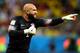 SALVADOR, BRAZIL - JULY 01: Tim Howard of the United States gestures during the 2014 FIFA World Cup Brazil Round of 16 match between Belgium and the United States at Arena Fonte Nova on July 1, 2014 in Salvador, Brazil. (Photo by Jamie McDonald/Getty Images)