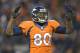 Denver Broncos tight end Julius Thomas (80) reacts against the San Diego Chargers in the fourth quarter of an NFL AFC division playoff football game, Sunday, Jan. 12, 2014, in Denver. (AP Photo/Jack Dempsey)