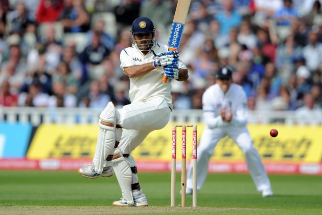 BIRMINGHAM, ENGLAND - AUGUST 10: MS Dhoni of India bats during day one of the 3rd npower Test at Edgbaston on August 10, 2011 in Birmingham, England. (Photo by Gareth Copley/Getty Images)