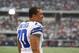 Sep 23, 2012; Arlington, TX, USA; Dallas Cowboys defensive tackle Tyrone Crawford (70) on the sidelines during the game against the Tampa Bay Buccaneers at Cowboys Stadium. Mandatory Credit: Matthew Emmons-USA TODAY Sports