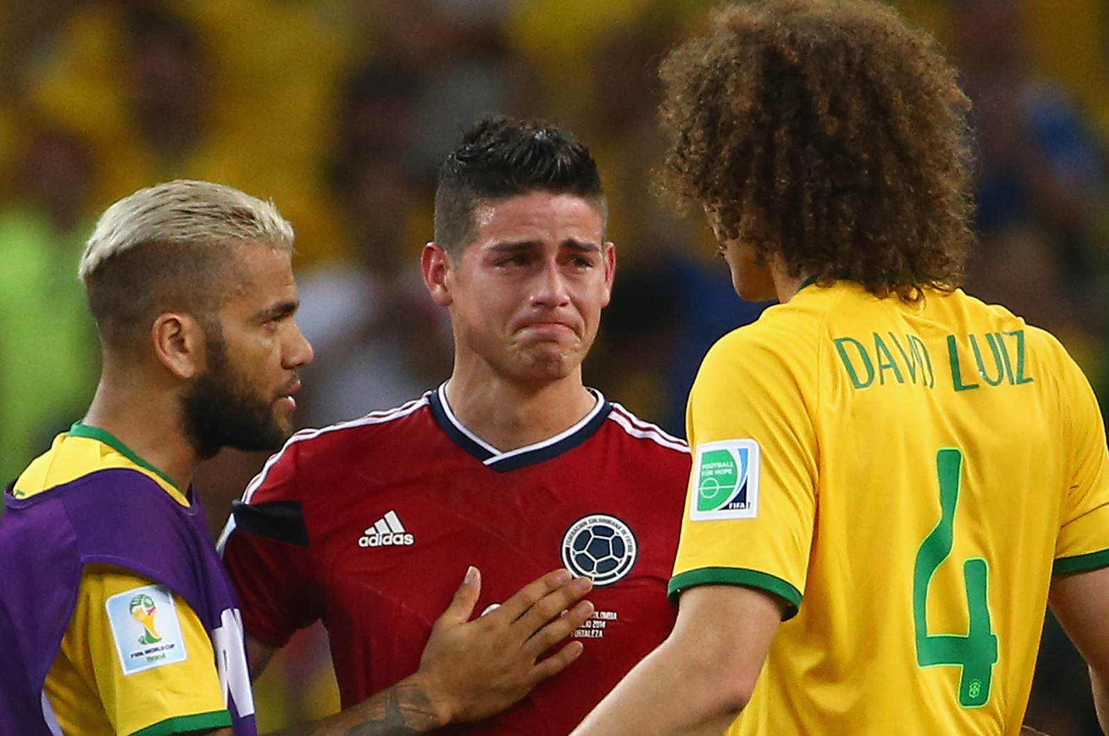 James Rodriguez Consoled By David Luiz As Brazil Eliminate Colombia At World Cup Bleacher Report Latest News Videos And Highlights