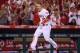 ANAHEIM, CA - JULY 04: Mike Trout #27 of the Los Angeles Angels of Anaheim celebrates as he runs home after hitting a game winning walk off home run to lead off the ninth inning against the Houston Astros at Angel Stadium of Anaheim on July 4, 2014 in Anaheim, California. The Angels won 7-6. (Photo by Stephen Dunn/Getty Images)