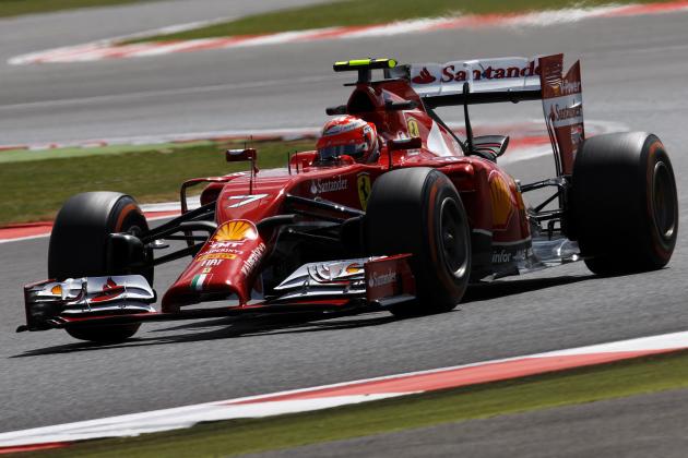 NORTHAMPTON, ENGLAND - JULY 04:  Kimi Raikkonen of Finland and Ferrari drives during practice ahead of the British Formula One Grand Prix at Silverstone Circuit on July 4, 2014 in Northampton, United Kingdom.  (Photo by Drew Gibson/Getty Images)
