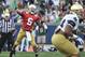Notre Dame quarterback Everett Golson throws a pass during the Blue Gold game an NCAA football game marking the end of spring practice at Notre Dame Stadium Saturday April 12, 2014 in South Bend, Ind. (AP Photo/Joe Raymond)