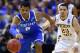 ST LOUIS, MO - MARCH 23: Andrew Harrison #5 of the Kentucky Wildcats drives up the court against Fred VanVleet #23 of the Wichita State Shockers during the third round of the 2014 NCAA Men's Basketball Tournament at Scottrade Center on March 23, 2014 in St Louis, Missouri. (Photo by Andy Lyons/Getty Images)
