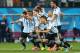 SAO PAULO, BRAZIL - JULY 09: Lionel Messi, Pablo Zabaleta, Martin Demichelis, Marcos Rojo, Lucas Biglia, Javier Mascherano, Rodrigo Palacio, Ezequiel Garay and Sergio Aguero of Argentina celebrate defeating the Netherlands in a penalty shootout during the 2014 FIFA World Cup Brazil Semi Final match between the Netherlands and Argentina at Arena de Sao Paulo on July 9, 2014 in Sao Paulo, Brazil. (Photo by Jamie Squire/Getty Images)