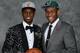 BROOKLYN, NY - JUNE 26: Andrew Wiggins and Jabari Parker, the first and second pick overall by the Cleveland Cavaliers and Milwaukee Bucks, pose for a portrait during the 2014 NBA Draft at the Barclays Center on June 26, 2014 in the Brooklyn borough of New York City. NOTE TO USER: User expressly acknowledges and agrees that, by downloading and/or using this photograph, user is consenting to the terms and conditions of the Getty Images License Agreement. Mandatory Copyright Notice: Copyright 2014 NBAE (Photo by Jennifer Pottheiser/NBAE via Getty Images)