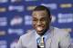 Cleveland Cavaliers' Andrew Wiggins answers questions during a news conference Friday, June 27, 2014, in Independence, Ohio. (AP Photo/Tony Dejak)