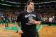 BOSTON, MA - MARCH 30: Kris Humphries #43 of the Boston Celtics gets introduced before a game against the Chicago Bulls on March 30, 2014 at the TD Garden in Boston, Massachusetts. NOTE TO USER: User expressly acknowledges and agrees that, by downloading and or using this photograph, User is consenting to the terms and conditions of the Getty Images License Agreement. Mandatory Copyright Notice: Copyright 2014 NBAE (Photo by Steve Babineau/NBAE via Getty Images)