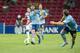Spain's Jose Campana kicks ball during the Under-20 World Cup Group A soccer match between the U.S. and Spain, in Istanbul, Turkey, Friday, June 21, 2013. (AP Photo/Gero Breloer)