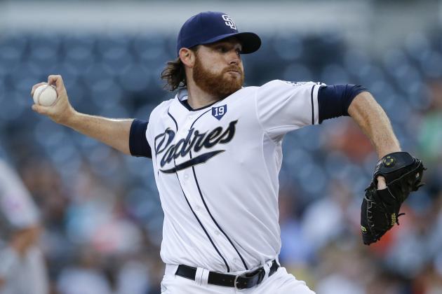 San Diego Padres starter Ian Kennedy pitches to a New York Mets batter during the first inning of a baseball game  Friday, July 18, 2014, in San Diego. (AP Photo/Gregory Bull)