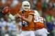 AUSTIN, TX - SEPTEMBER 21: David Ash #14 of the Texas Longhorns throws against the Kansas State Wildcats at Darrell K Royal-Texas Memorial Stadium on September 21, 2013 in Austin, Texas. (Photo by Ronald Martinez/Getty Images)