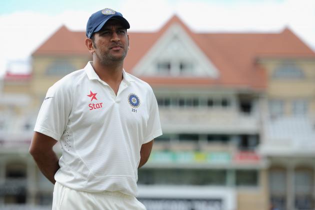 NOTTINGHAM, ENGLAND - JULY 13:  Mahendra Singh Dhoni of India after drawing the 1st Investec Test match between England and India at Trent Bridge on July 13, 2014 in Nottingham, England.  (Photo by Gareth Copley/Getty Images)