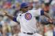 Chicago Cubs starter Edwin Jackson throws against the Atlanta Braves during the first inning of a baseball game in Chicago, Saturday, July 12, 2014. (AP Photo/Nam Y. Huh)
