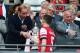 LONDON, ENGLAND - MAY 17: Captain Thomas Vermaelen of Arsenal shakes hands with Prince William, Duke of Cambridge (L) as FA Chairman Greg Dyke (R) looks on after after the FA Cup with Budweiser Final match between Arsenal and Hull City at Wembley Stadium on May 17, 2014 in London, England. (Photo by Clive Mason/Getty Images)