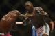 Apr 26, 2014; Baltimore, MD, USA; Anthony Johnson (right) strikes Phil Davis during their fight at Baltimore Arena. Johnson defeated Davis by judges decision. Mandatory Credit: Tommy Gilligan-USA TODAY Sports