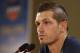 France's Morgan Schneiderlin speaks at a press conference at the Teatro Pedro II in Ribeirao Preto, Brazil, Friday, June 27, 2014. France will face Nigeria on Monday in the round of 16 at the World Cup. (AP Photo/David Vincent)