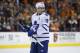 Toronto Maple Leafs' Joffrey Lupul in action during an NHL hockey game against the Philadelphia Flyers, Friday, March 28, 2014, in Philadelphia. (AP Photo/Matt Slocum)
