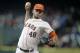 Houston Astros pitcher Jarred Cosart throws during the first inning of a baseball game against the Miami Marlins, Saturday, July 26, 2014, in Houston. (AP Photo/Patric Schneider)